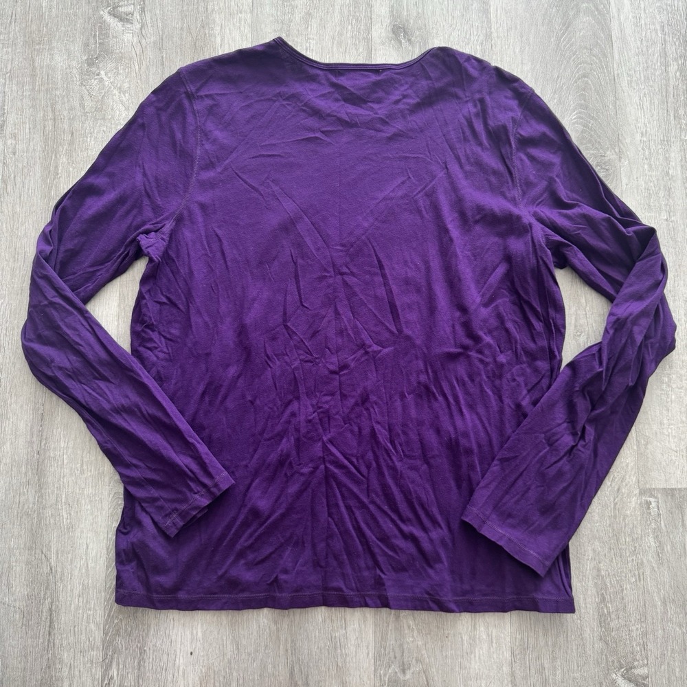 Lauren Ralph Lauren Purple Long Sleeve Cotton Shirt RL Logo Size Womens XL - Picture 2 of 6